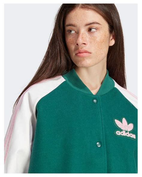 adidas Originals Superstar varsity jacket with pink 